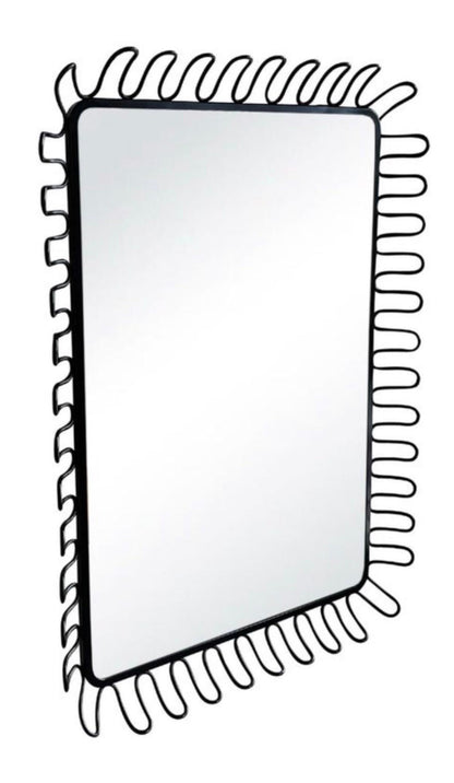 Frisman Vintage 1980s Postmodern Jean Royère Insp Lacquer Spiral Framed Danish Metal Wall Mirror