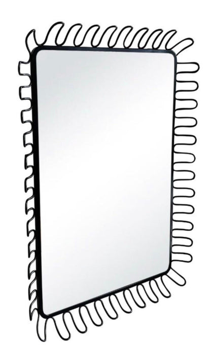 Frisman Vintage Postmodern  Lacquered Spiral Framed Danish Metal Wall Mirror