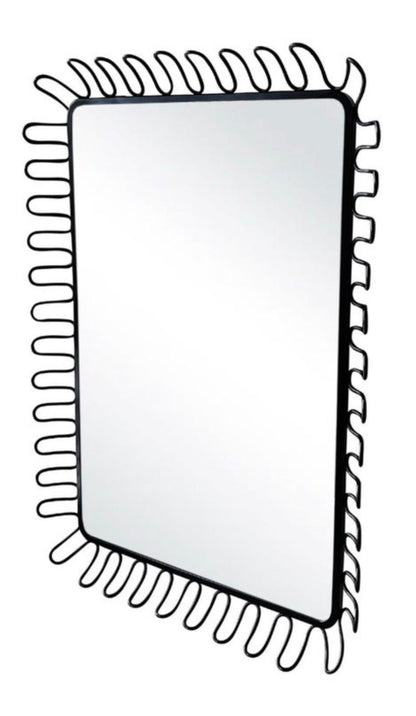 Frisman Vintage 1980s Postmodern Jean Royère Insp Lacquer Spiral Framed Danish Metal Wall Mirror