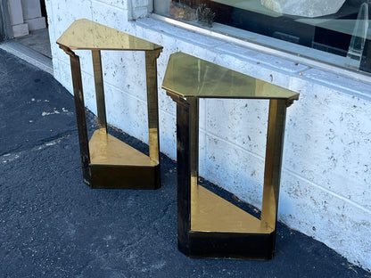 Frisman Vintage A Pair Of Unusual Polished Brass Side Tables or Consoles Ca' 1970's