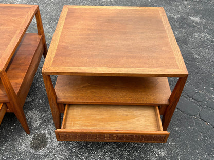 Frisman Vintage Pair of Large End Tables by Century Furniture With Drawers