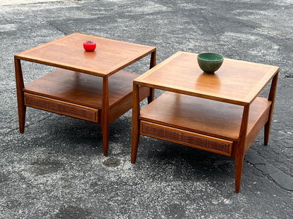 Frisman Vintage Pair of Large End Tables by Century Furniture With Drawers