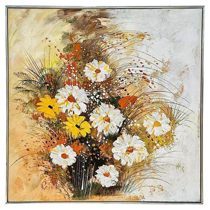 Frisman Vintage 60s Lee Reynolds Vintage Mid Century Modern Abstract Floral Oil Painting Framed