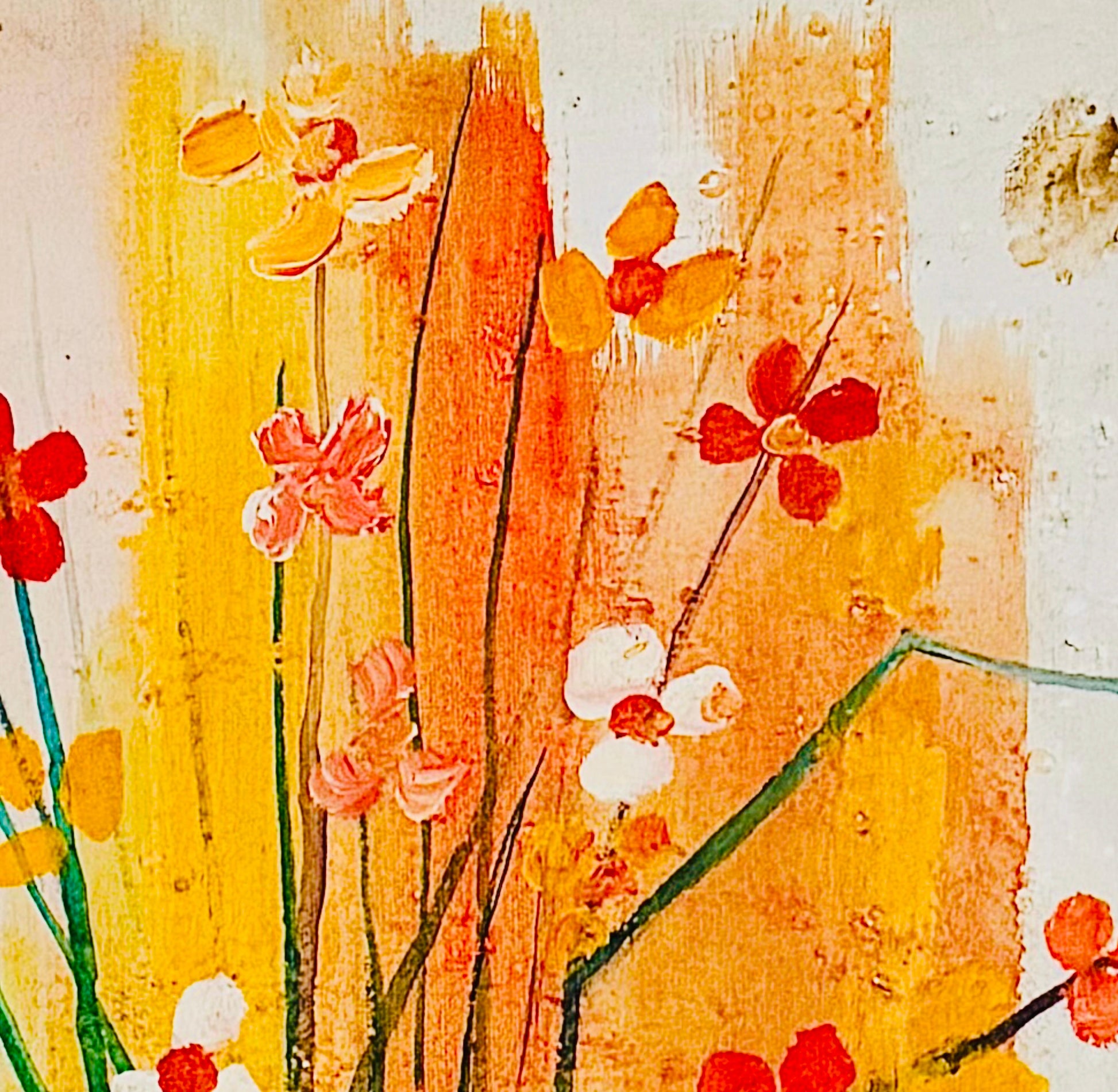 Frisman Vintage Mid Century Modern D. Ketcham Mixed Media Abstract Impressionist Floral Painting
