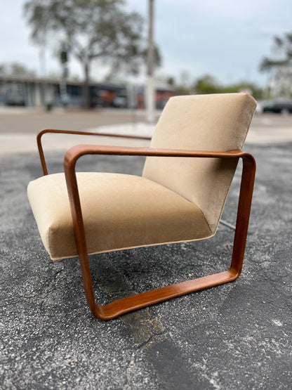 Frisman Vintage Unusual Edward Wormley For Dunbar Bentwood Arm Lounge Chair Ca '1950's