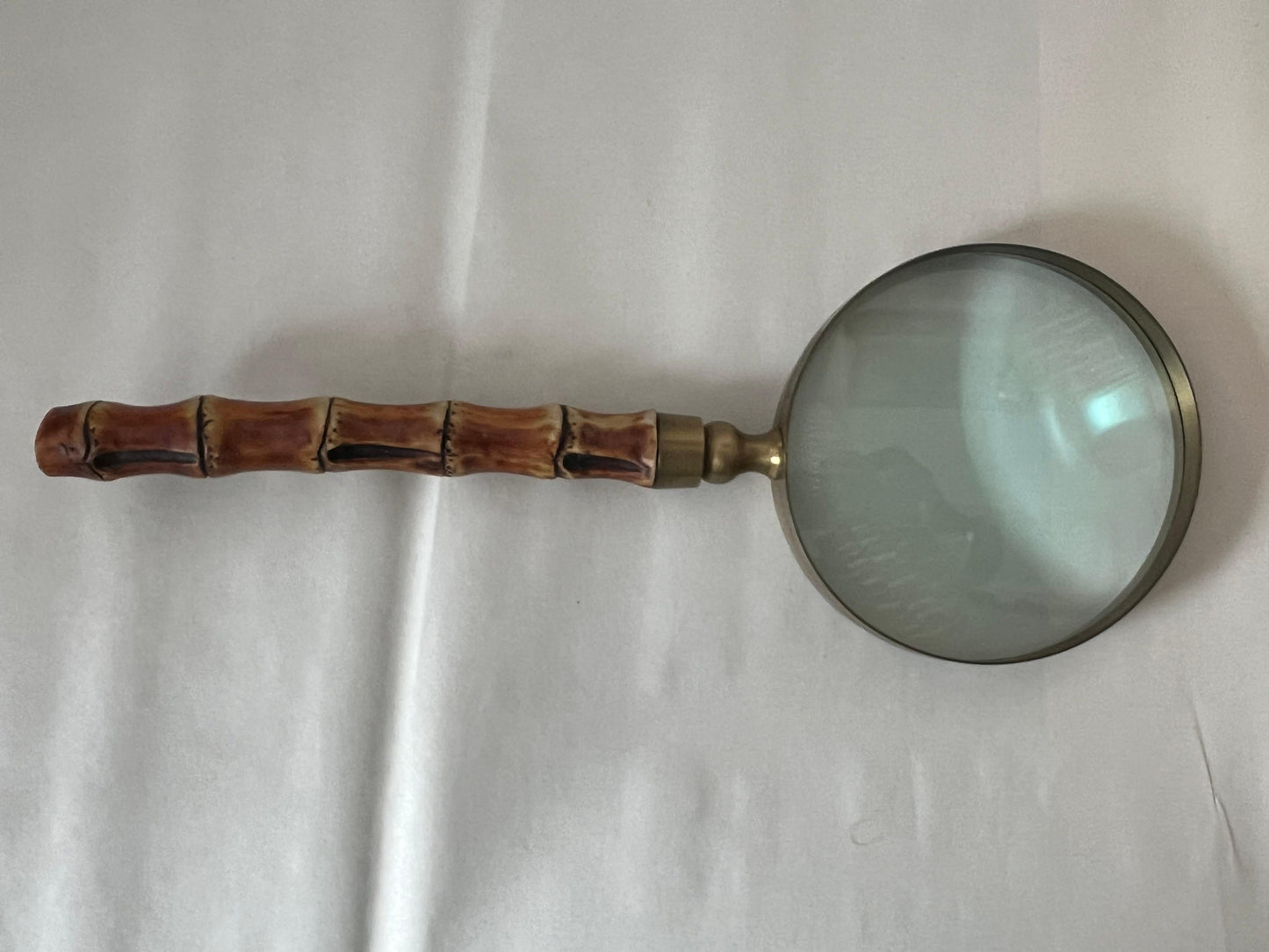 Frisman Vintage A Large Magnifying  Glass With Bamboo Handle