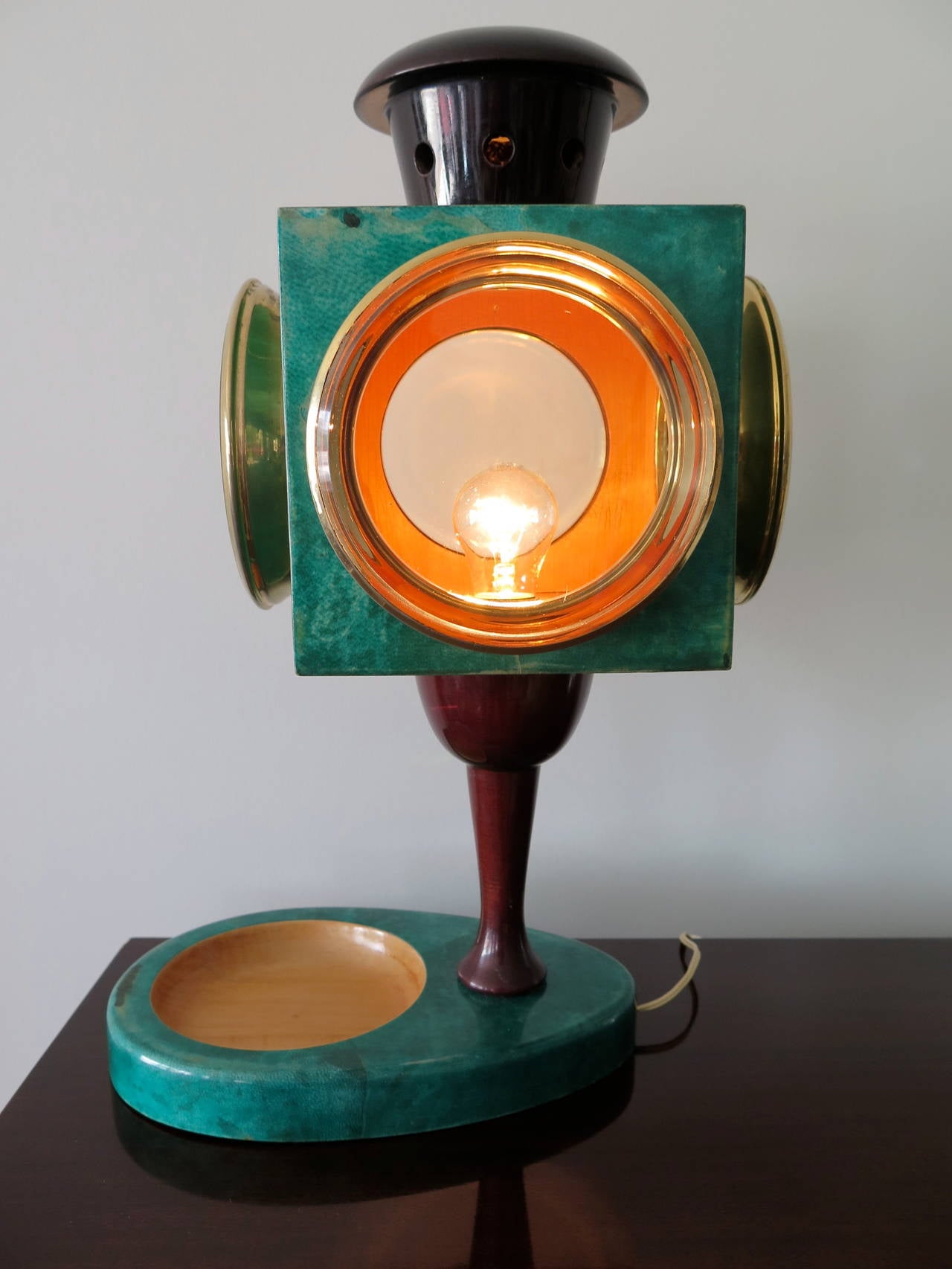 frisman vintage Aldo Tura Goatskin Lantern Lamp