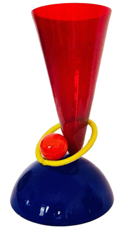 Frisman Vintage XL PostModern Memphis Ettore Sottsass Ip Murano Blown Glass Sculpture Vase Italy