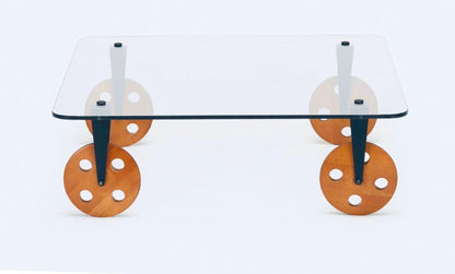 Frisman Vintage Gae Aulenti Style Postmodern Industrial Coffee Table lood Wheels Fontana Arte