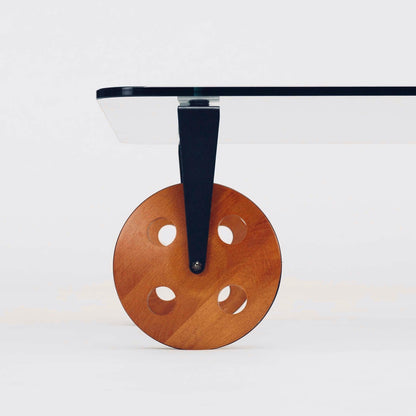 Frisman Vintage Gae Aulenti Style Postmodern Industrial Coffee Table lood Wheels Fontana Arte