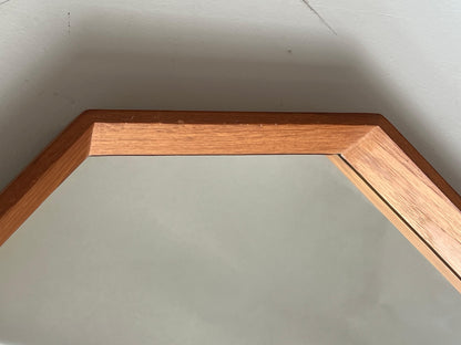 Frisman Vintage Scandinavian Modern Octagonal Mirror Spejle Denmark Ca' 1960's Teak