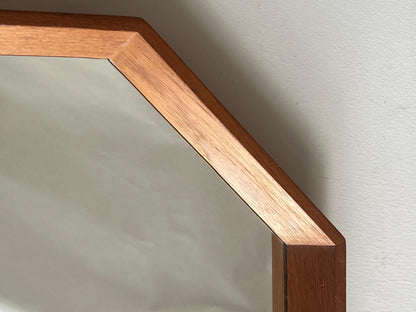 Frisman Vintage Scandinavian Modern Octagonal Mirror Spejle Denmark Ca' 1960's Teak