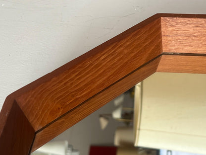 Frisman Vintage Scandinavian Modern Octagonal Mirror Spejle Denmark Ca' 1960's Teak