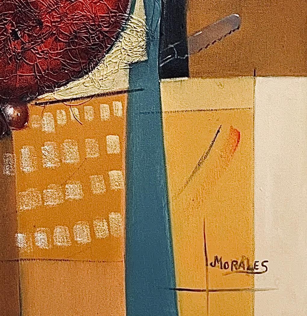 Frisman Vintage XL Mid Century Cubist Mixed Media Still Life Fruit Painting after Cezanne D. Fox