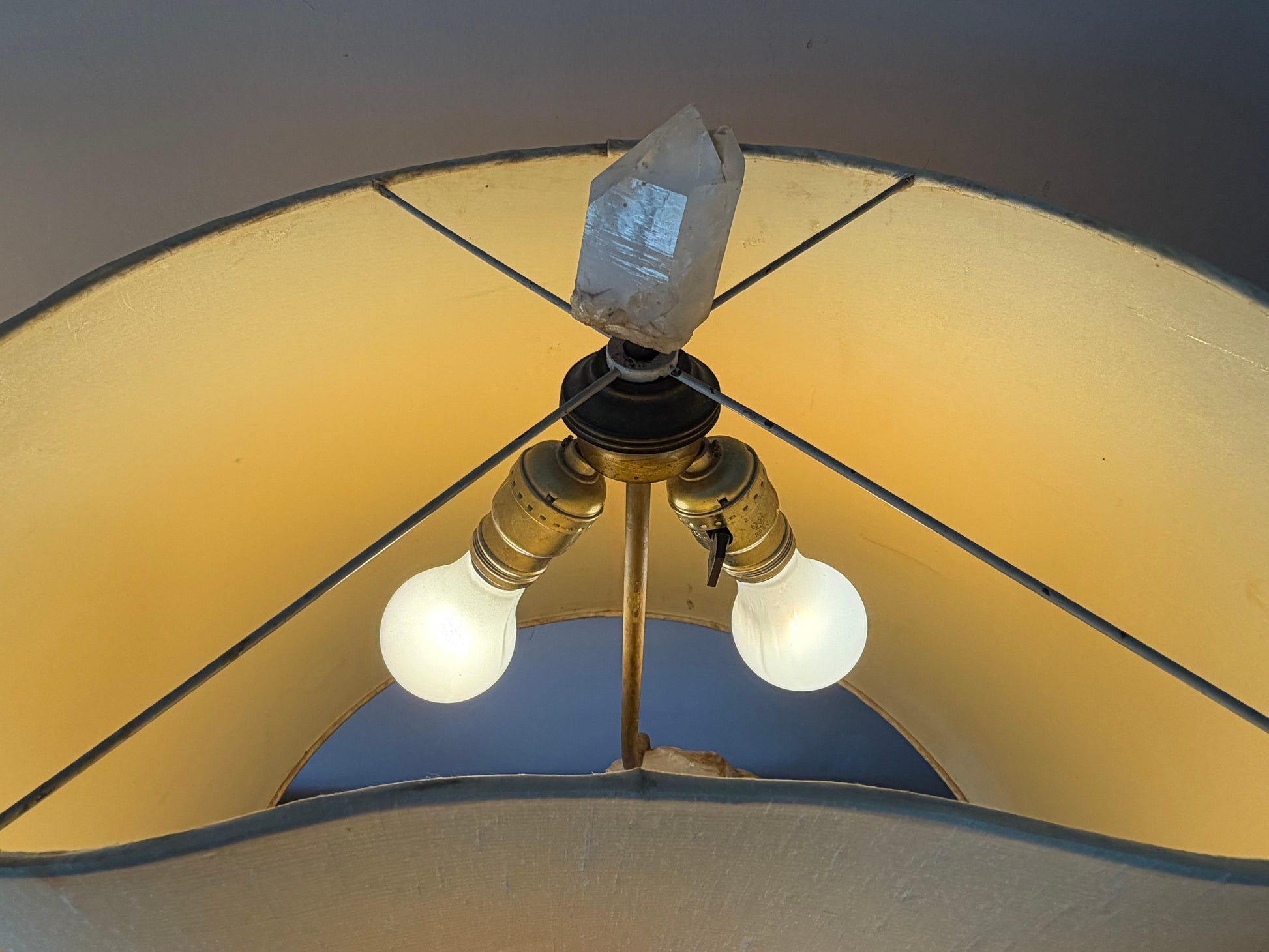 Frisman Vintage A Pair of Carole Stupell Rock Crystal Lamps With Original Shades ca' 1950's