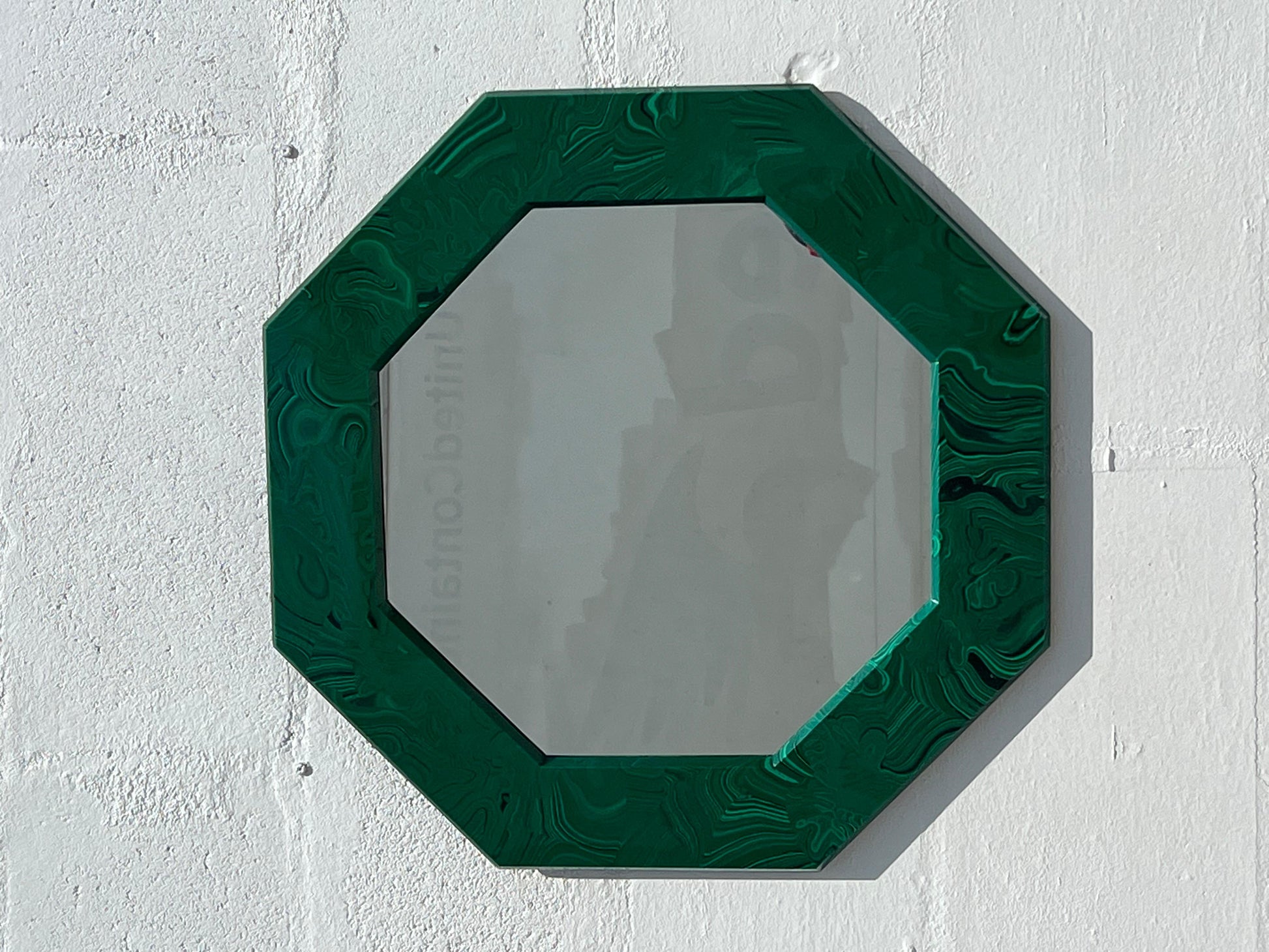 Frisman Vintage Unusual Octagonal Malachite Resin Mirror Ca' 1970's