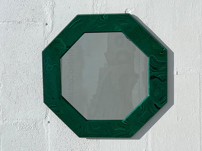 Frisman Vintage Unusual Octagonal Malachite Resin Mirror Ca' 1970's