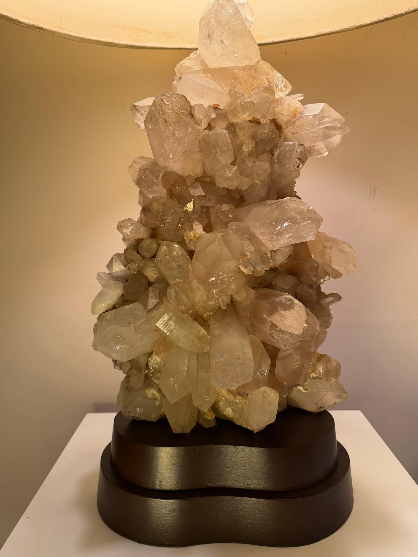 Frisman Vintage A Pair of Carole Stupell Rock Crystal Lamps With Original Shades ca' 1950's