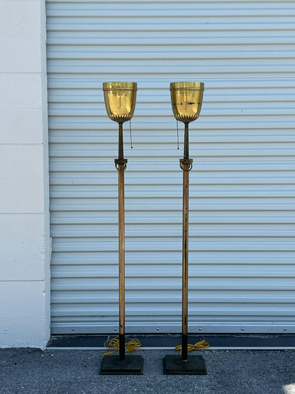 A Pair of Brass Torcheres Ca' 1950's