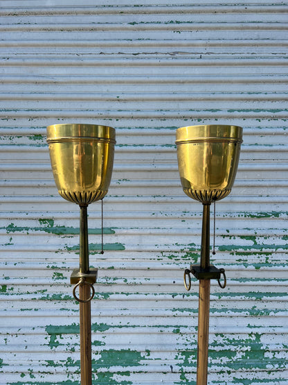 A Pair of Brass Torcheres Ca' 1950's