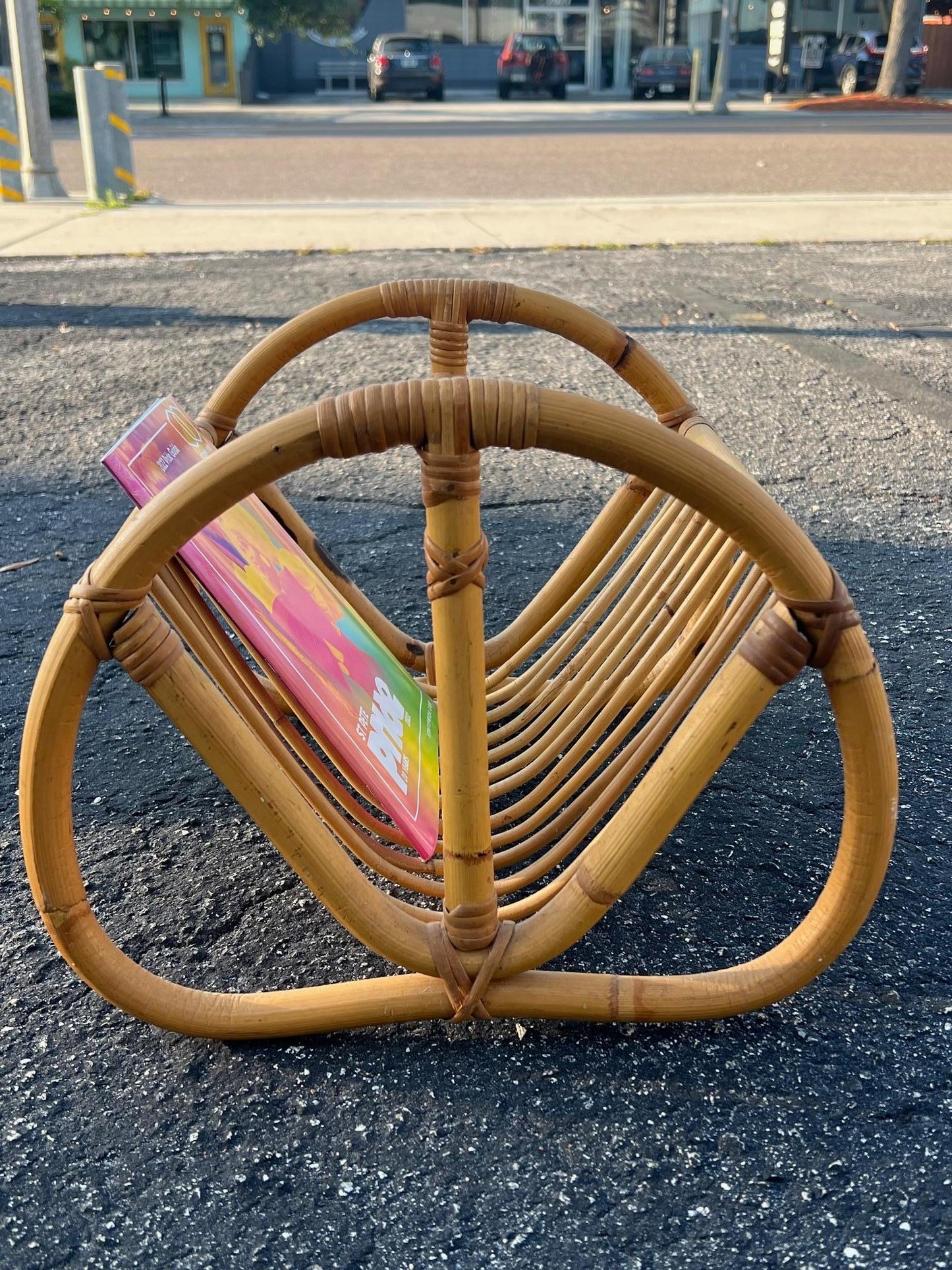 Unusual Vintage Bamboo Magazine Rack Ca' 1950's