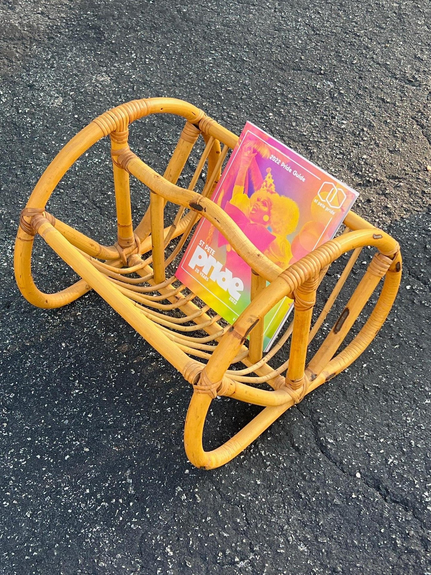 Unusual Vintage Bamboo Magazine Rack Ca' 1950's