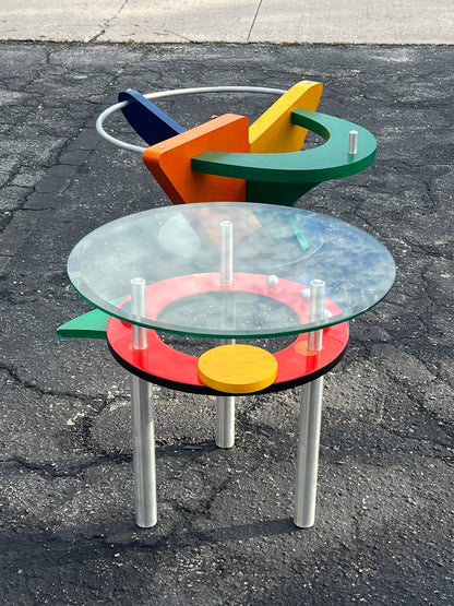 Funky Post Modern Colorful Side Table ca' 1990