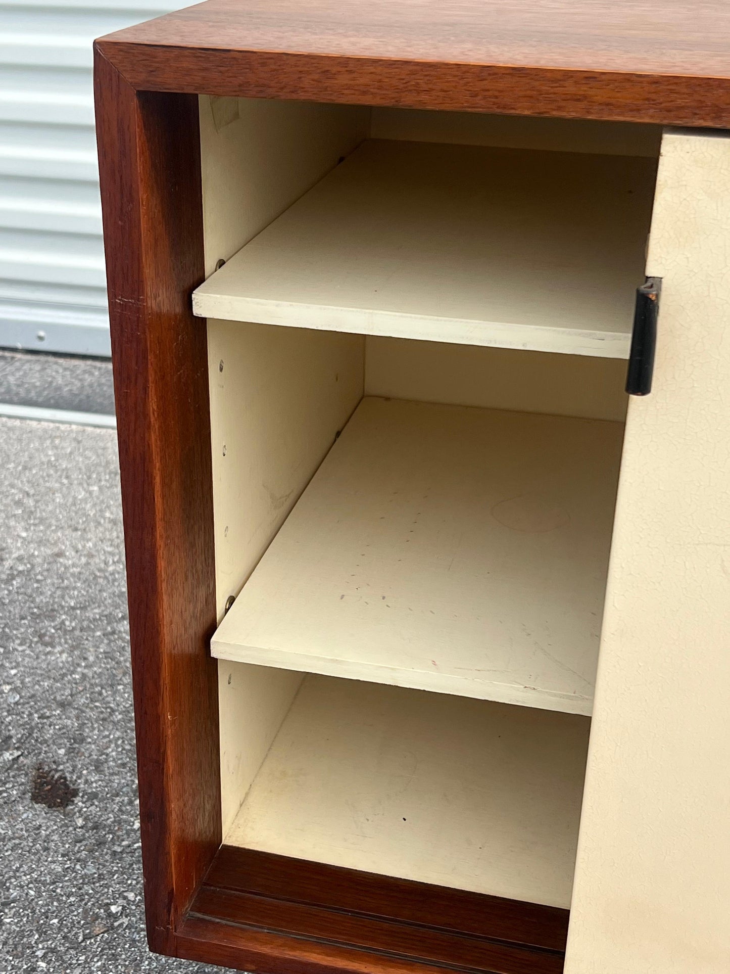 Petite Classic Knoll Credenza in Walnut and Cream Ca' 1950's