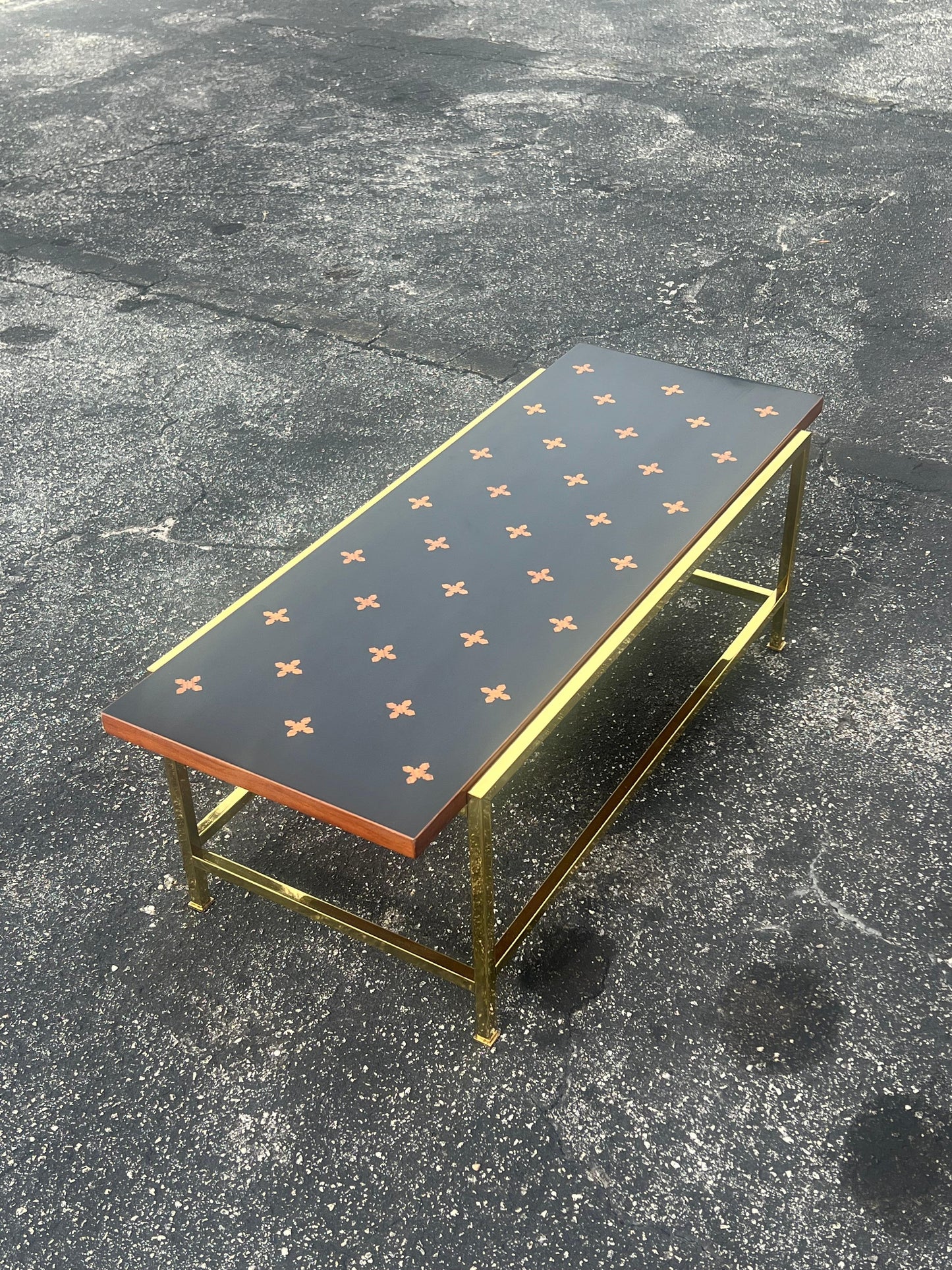 Unusual Dunbar Coffee Table With Brass And Inlay