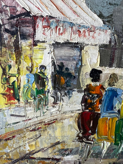 Oil On Canvas By Sevilla Saez "La Place Du Tertre" Paris Ca' 1950's