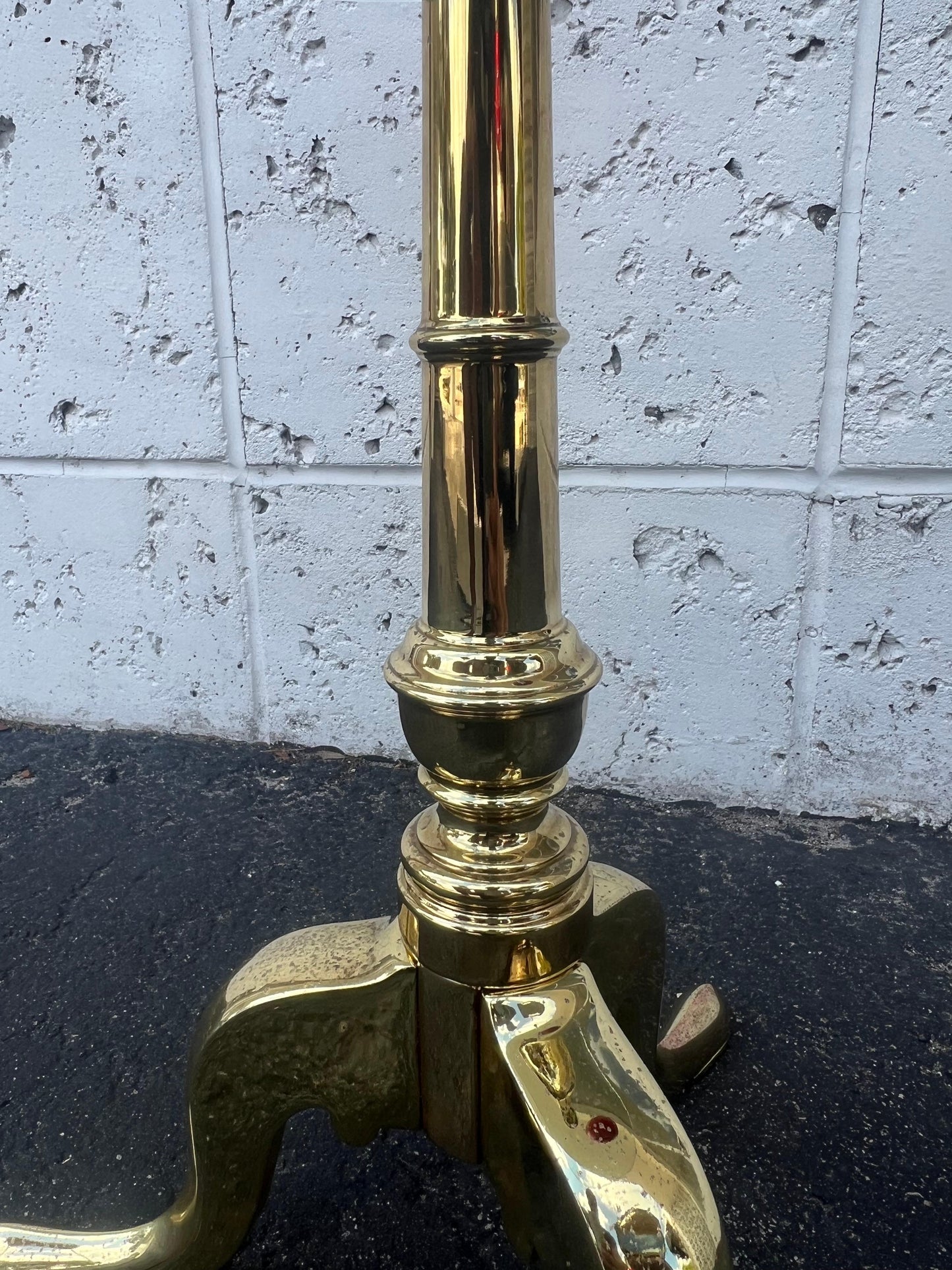 Vintage Brass Gueridon With Glass Top Ca' 1950's