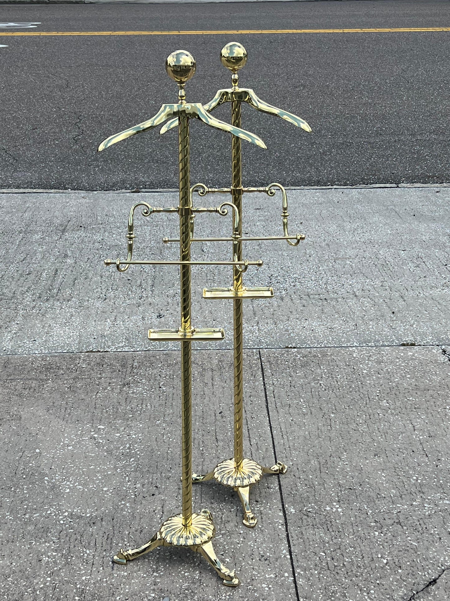 A Matched Pair Of Heavy Brass Valets Polished