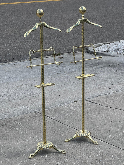 A Matched Pair Of Heavy Brass Valets Polished