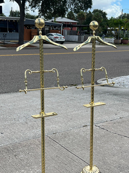 A Matched Pair Of Heavy Brass Valets Polished