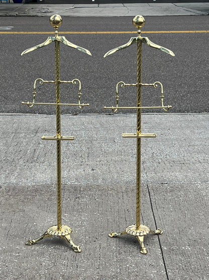 A Matched Pair Of Heavy Brass Valets Polished