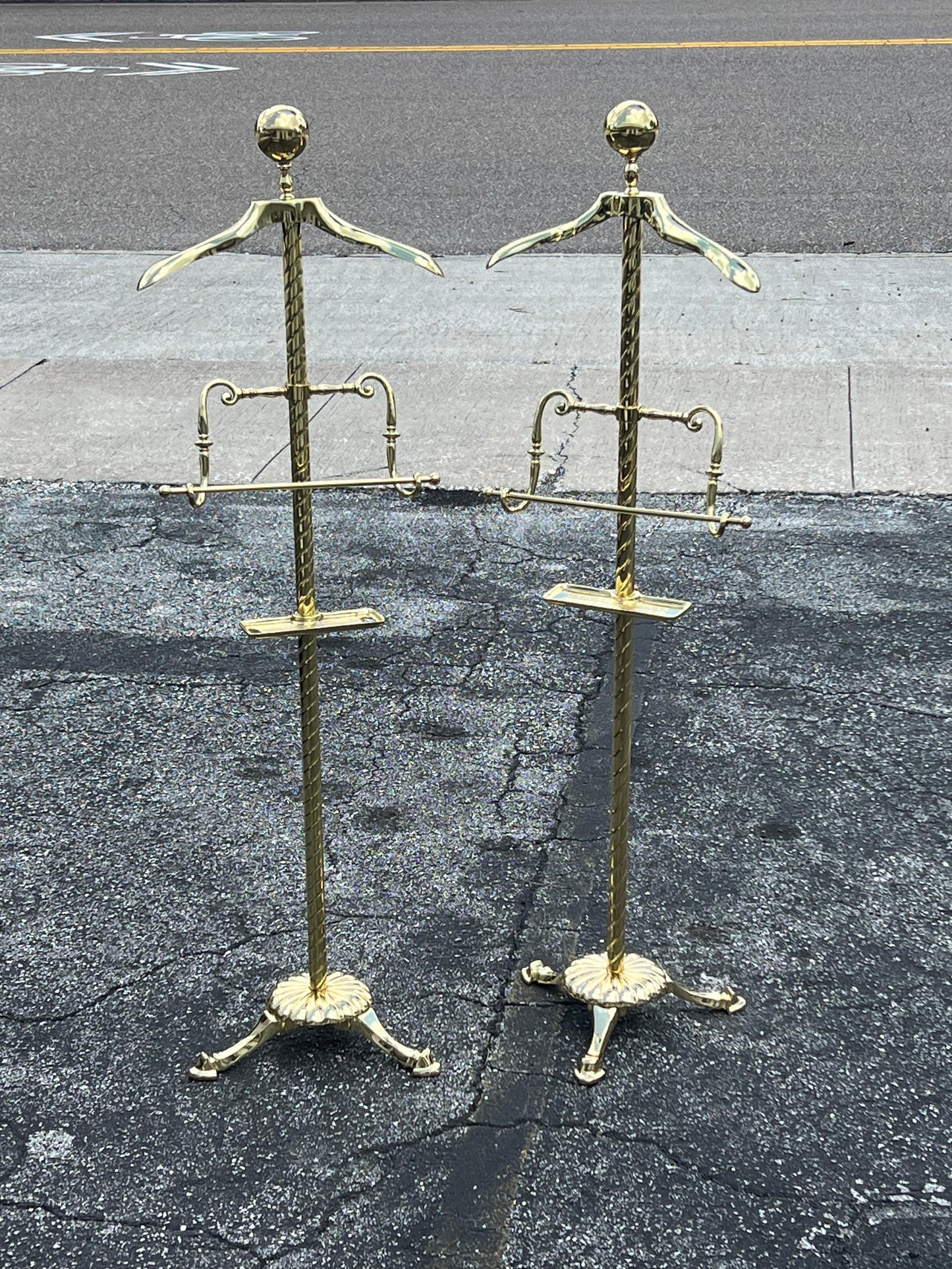 A Matched Pair Of Heavy Brass Valets Polished