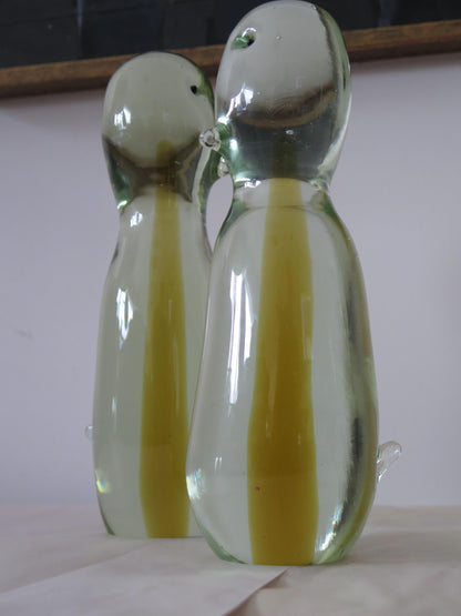 Two Antonio da Ros Cenedese Murano Glass Sculpture Penguins