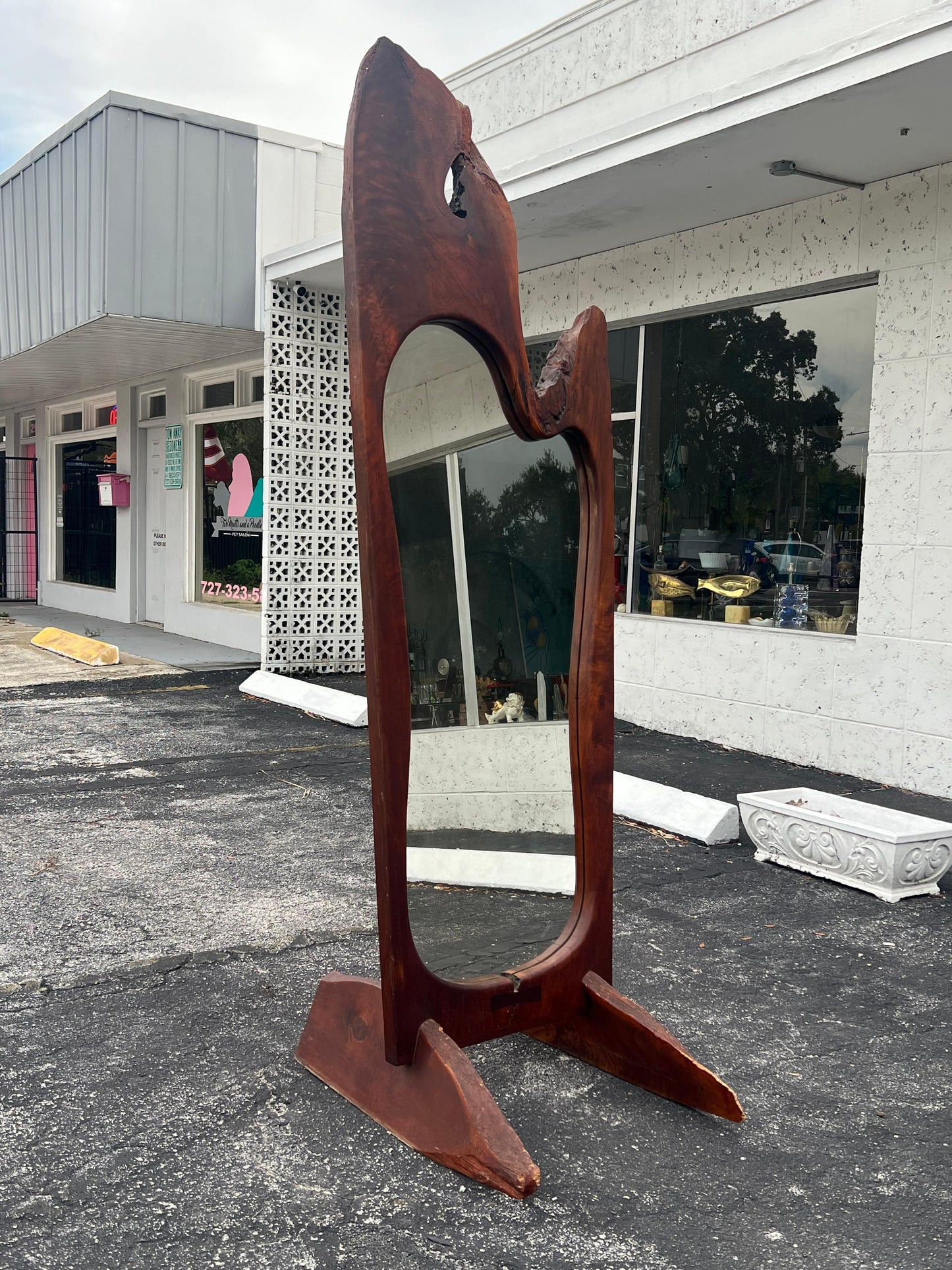 Live Edge Organic Mirror By Richard Rothbard 1971 Solid Walnut