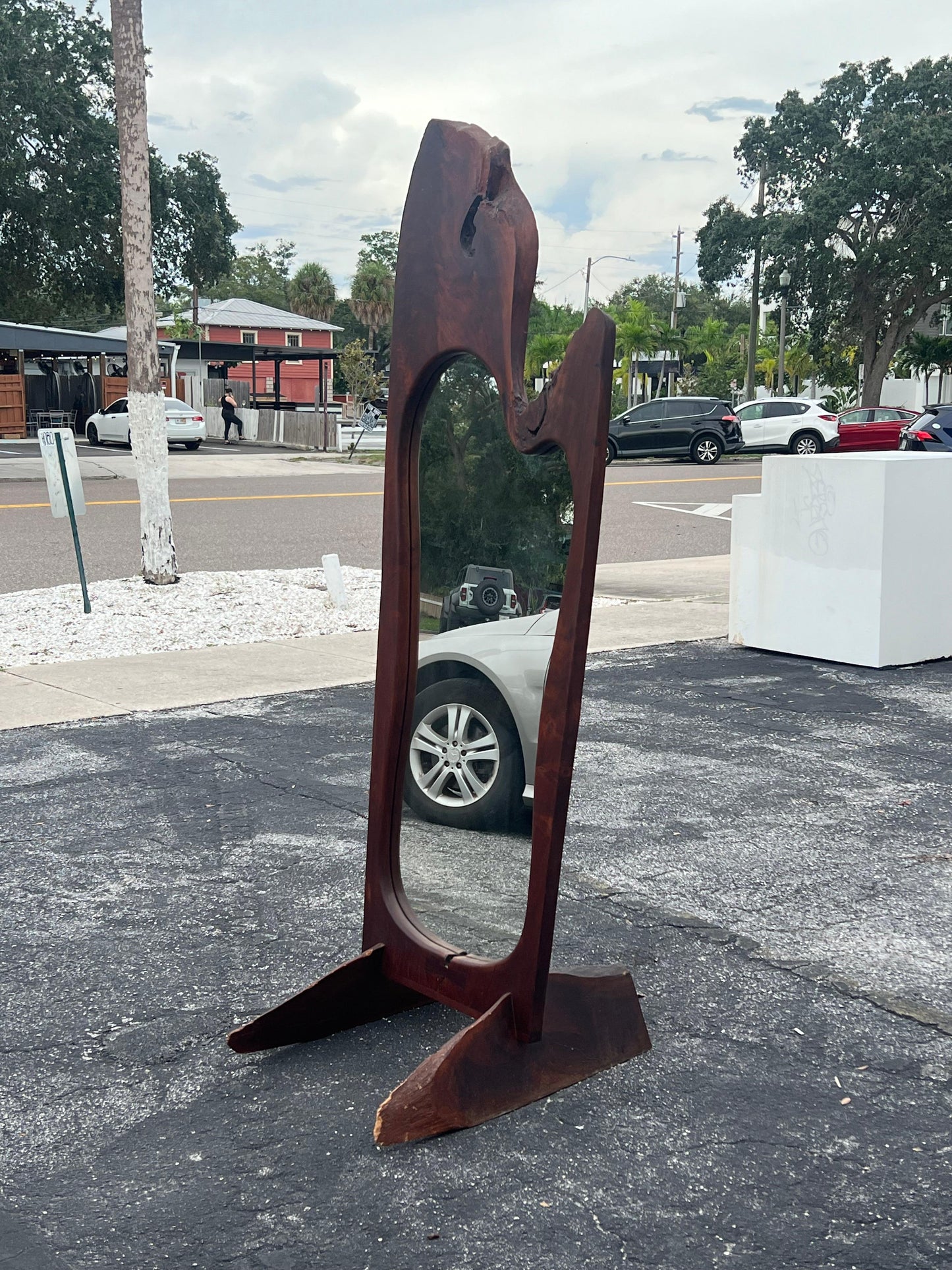 Live Edge Organic Mirror By Richard Rothbard 1971 Solid Walnut