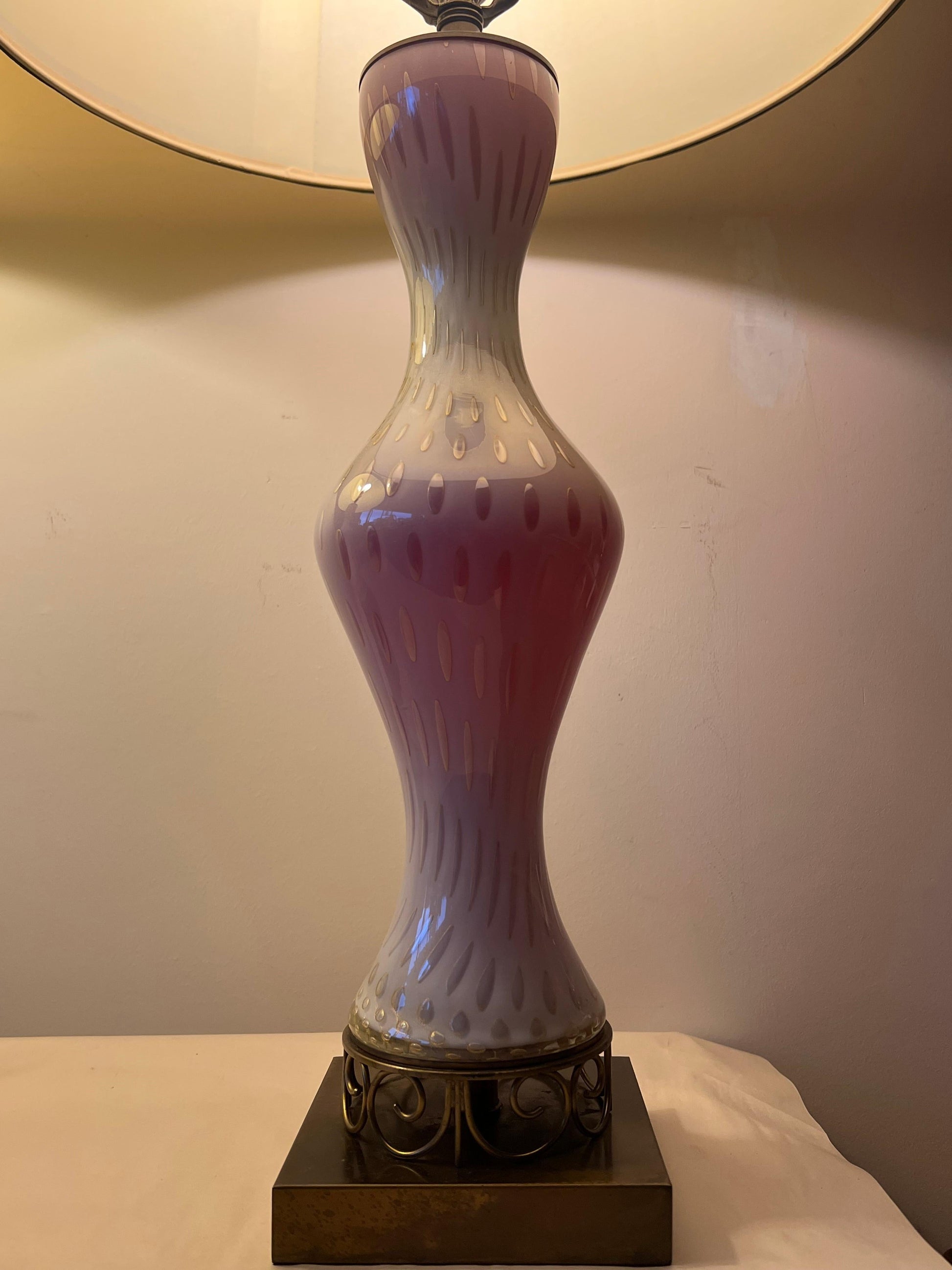 frisman vintage A Pair Of Light Pink Murano Hourglass Lamps Ca' 1950's