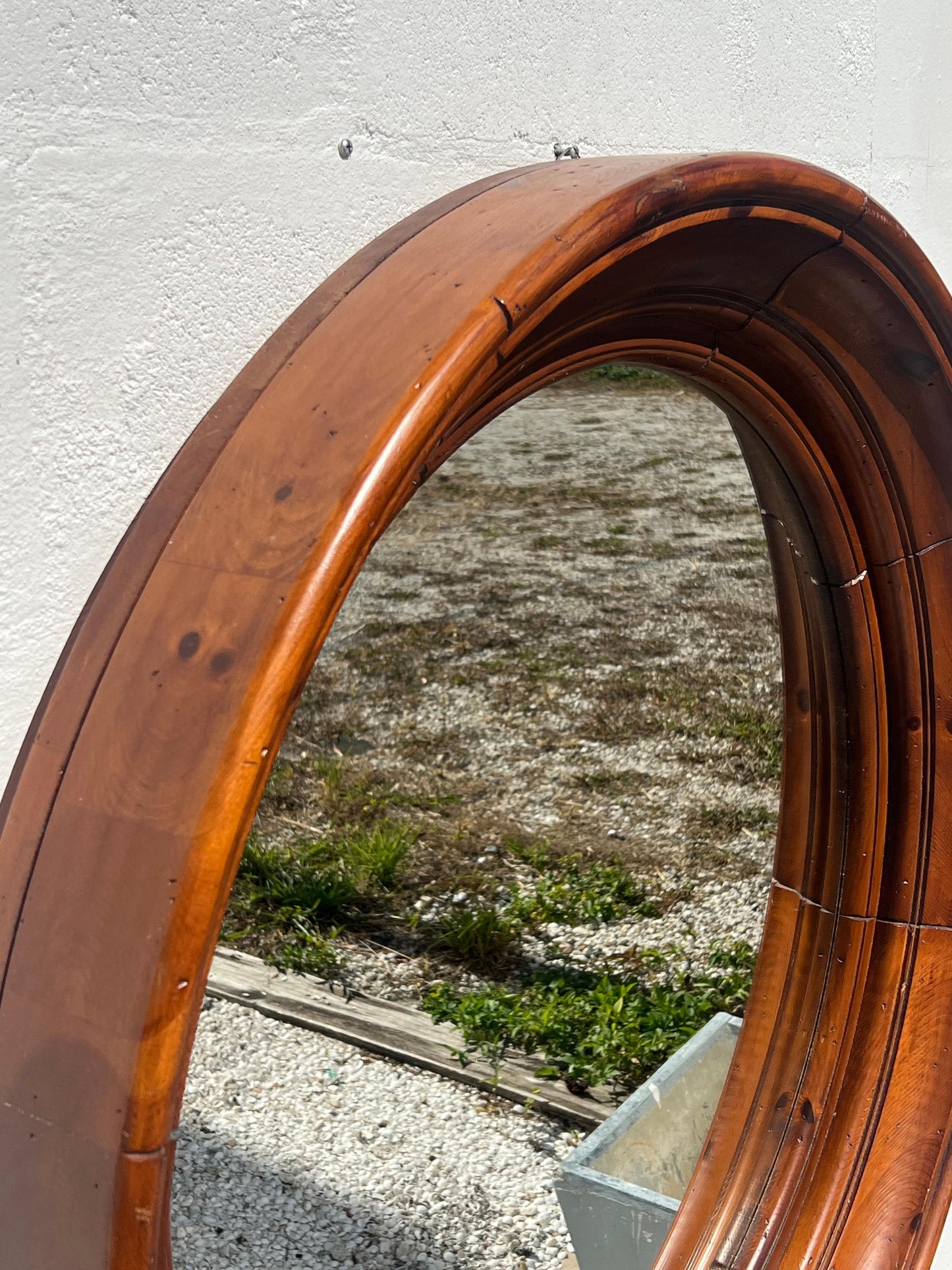 Frisman Vintage Large Pine Porthole Mirror Ca' 1980's