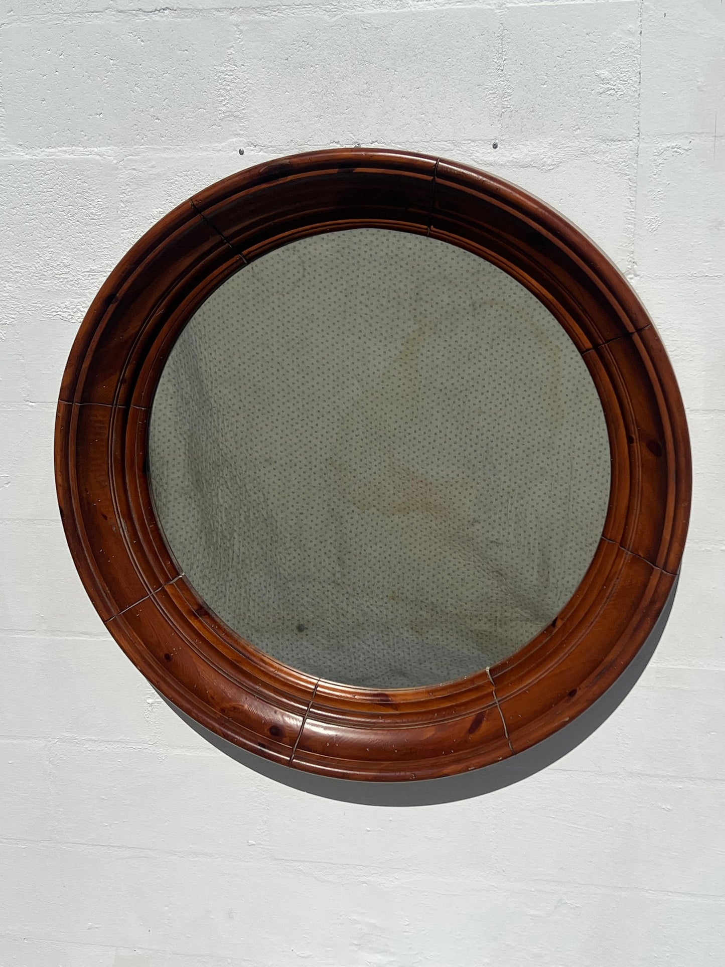 Frisman Vintage Large Pine Porthole Mirror Ca' 1980's