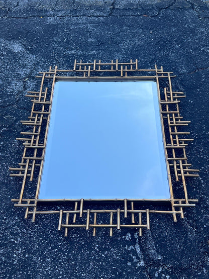 Frisman Vintage A Gilt Metal Brutalist Mirror Ca' 1980's