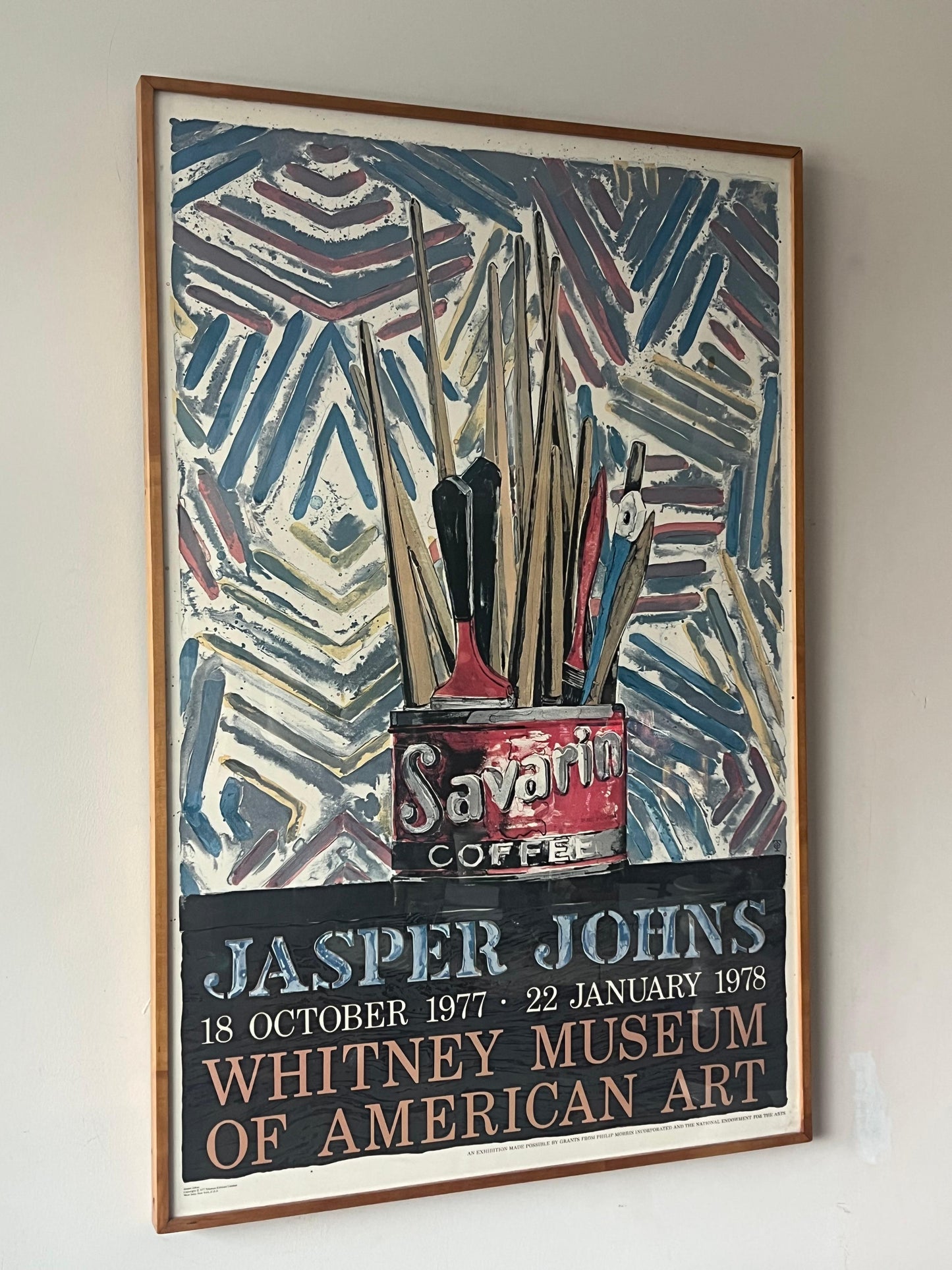 Frisman Vintage A Classic Jasper Johns Savarin Paint Poster 1977 Whitney Museum