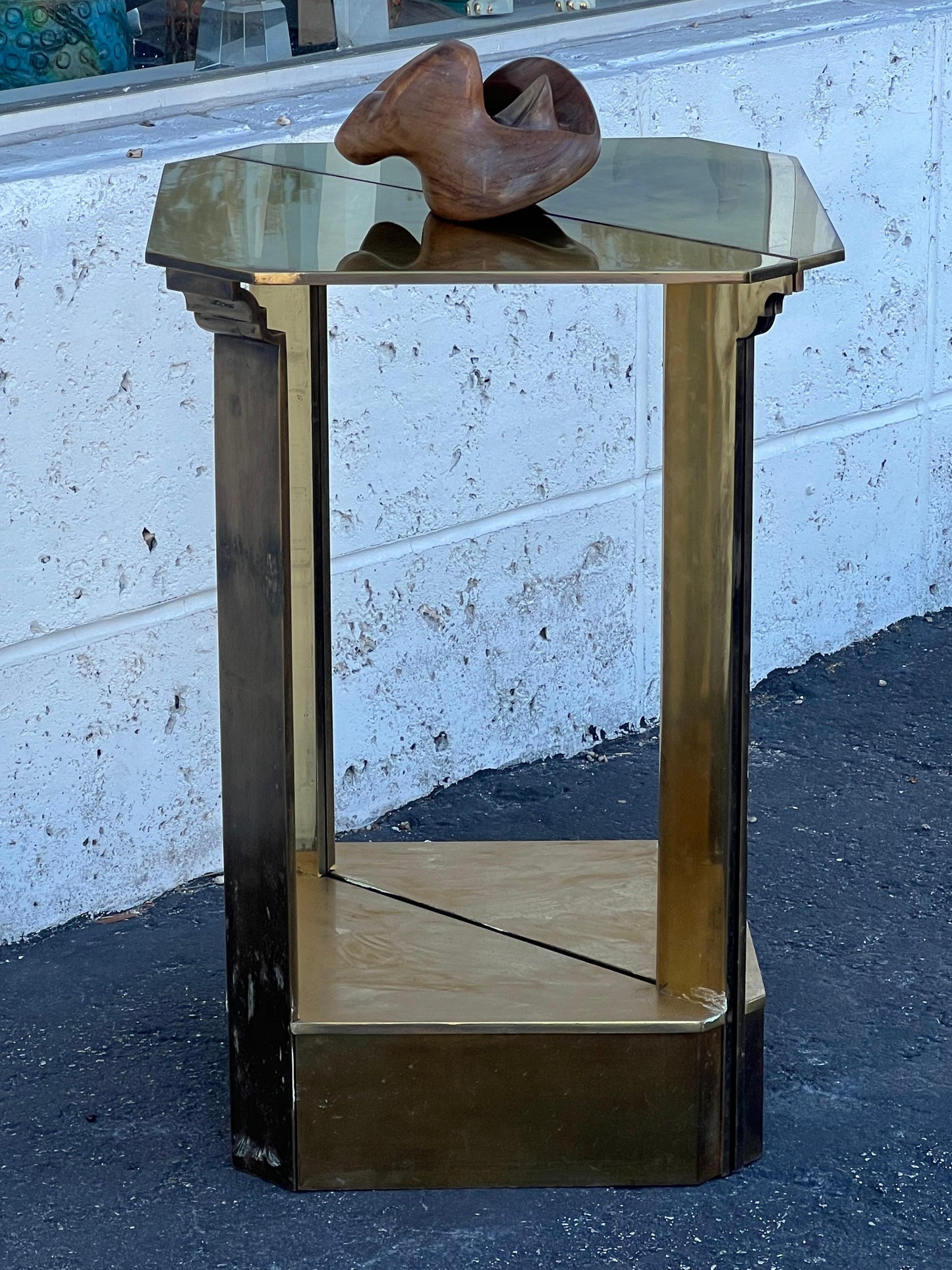 Frisman Vintage A Pair Of Unusual Polished Brass Side Tables or Consoles Ca' 1970's