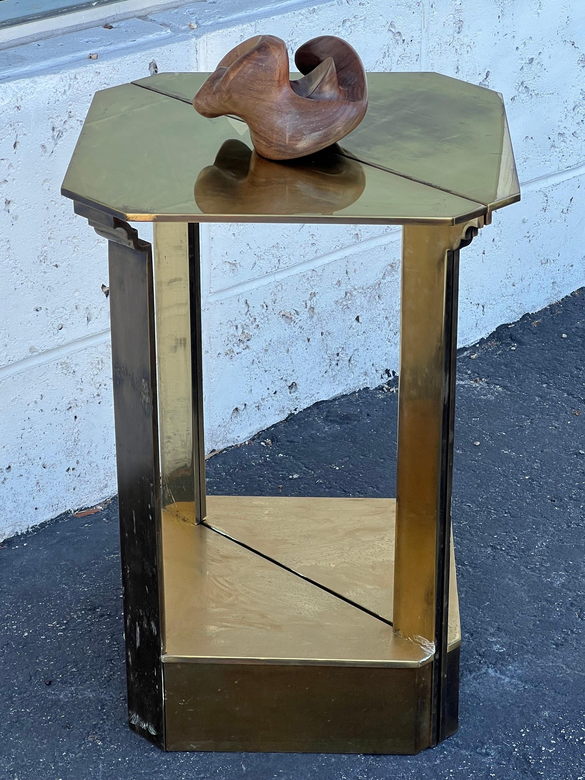 Frisman Vintage A Pair Of Unusual Polished Brass Side Tables or Consoles Ca' 1970's