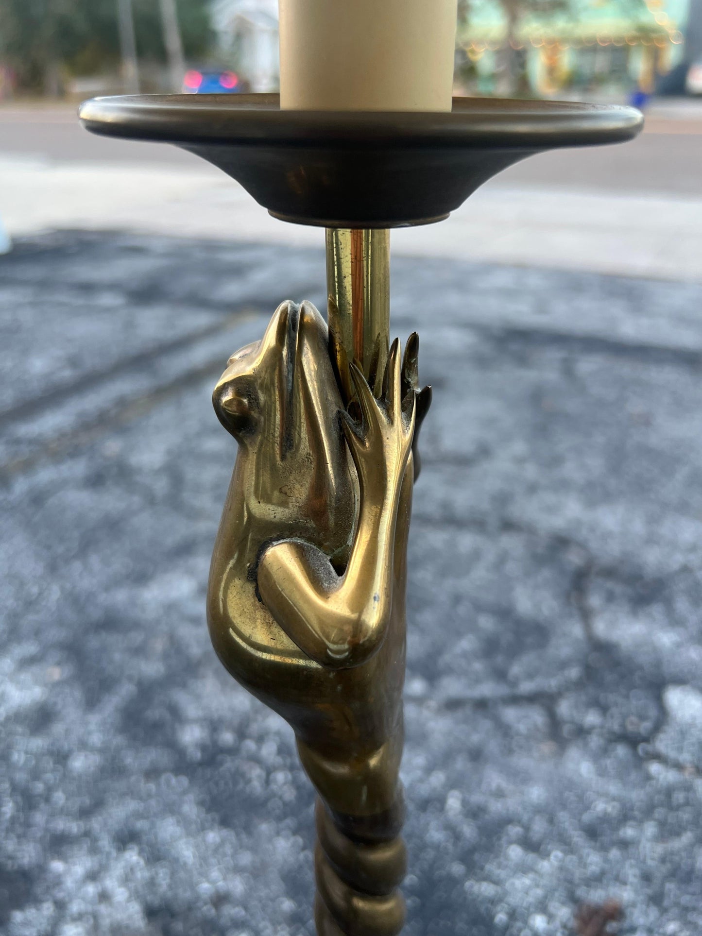 Frisman Vintage Whimsical Brass Frog Floor Lamp by Chapman 1979