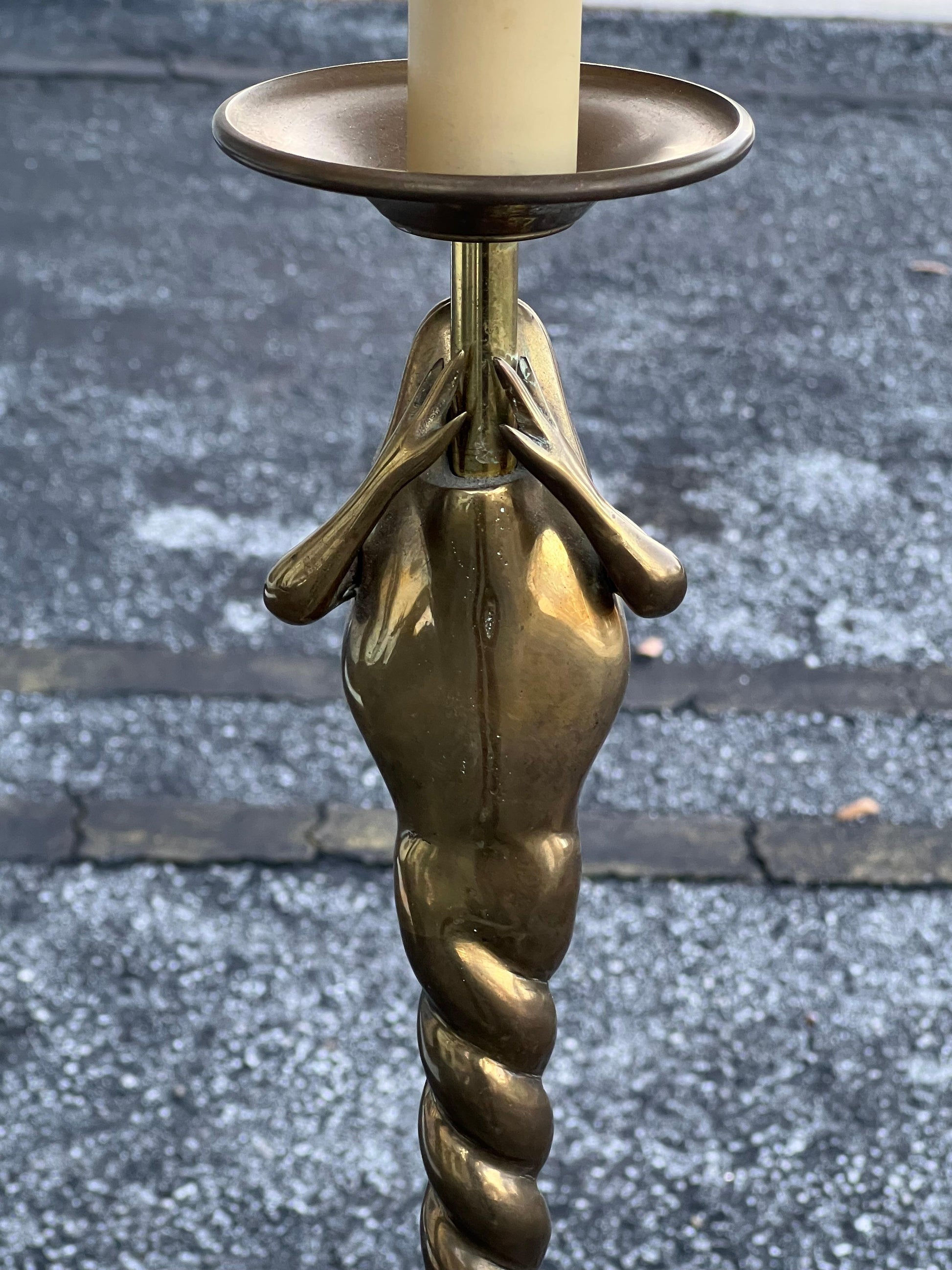 Frisman Vintage Whimsical Brass Frog Floor Lamp by Chapman 1979