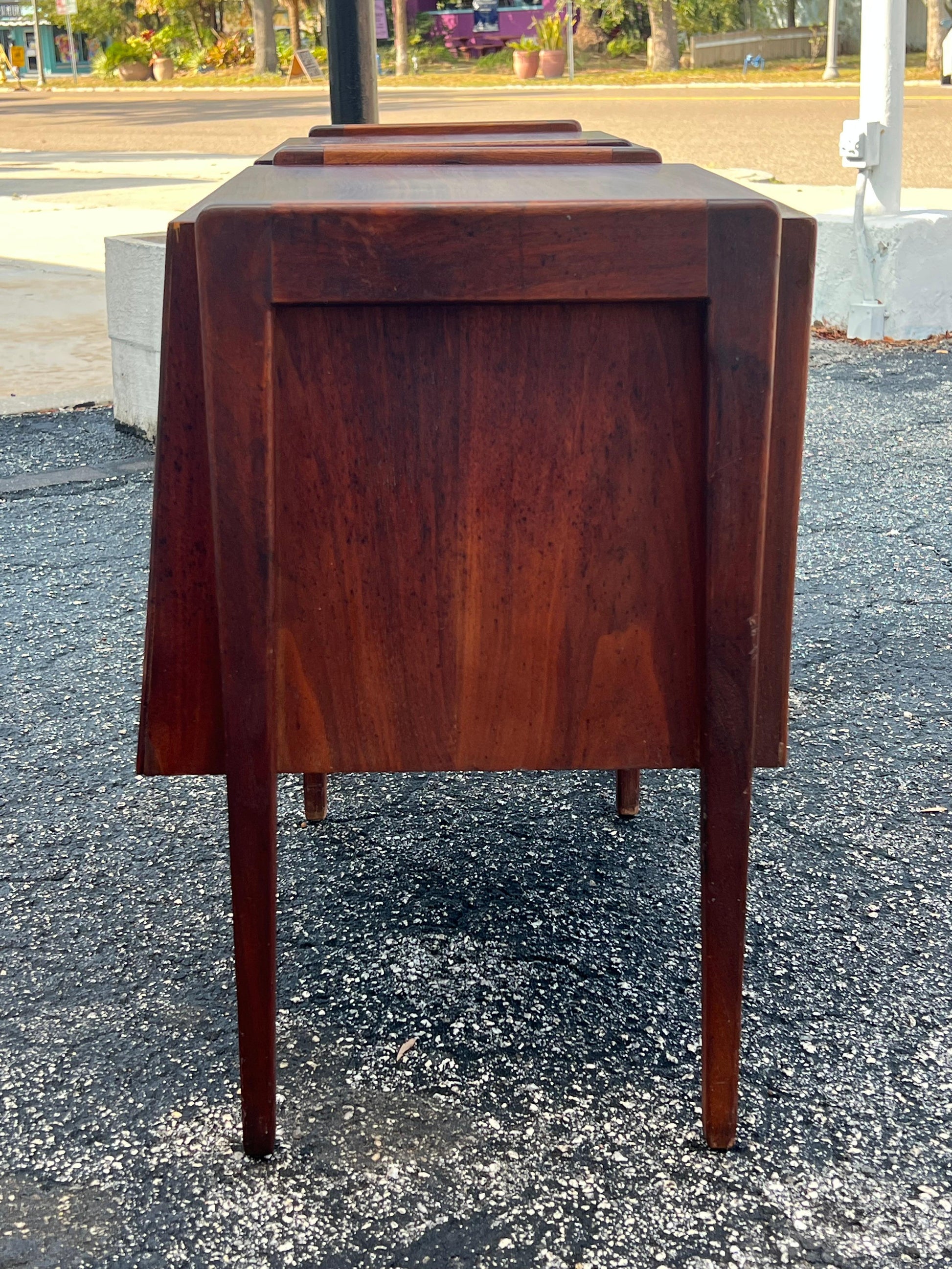 Frisman Vintage A Pair Of Night Stands By Jens Risom With Angled Drop Fronts Ca' 1950's Walnut