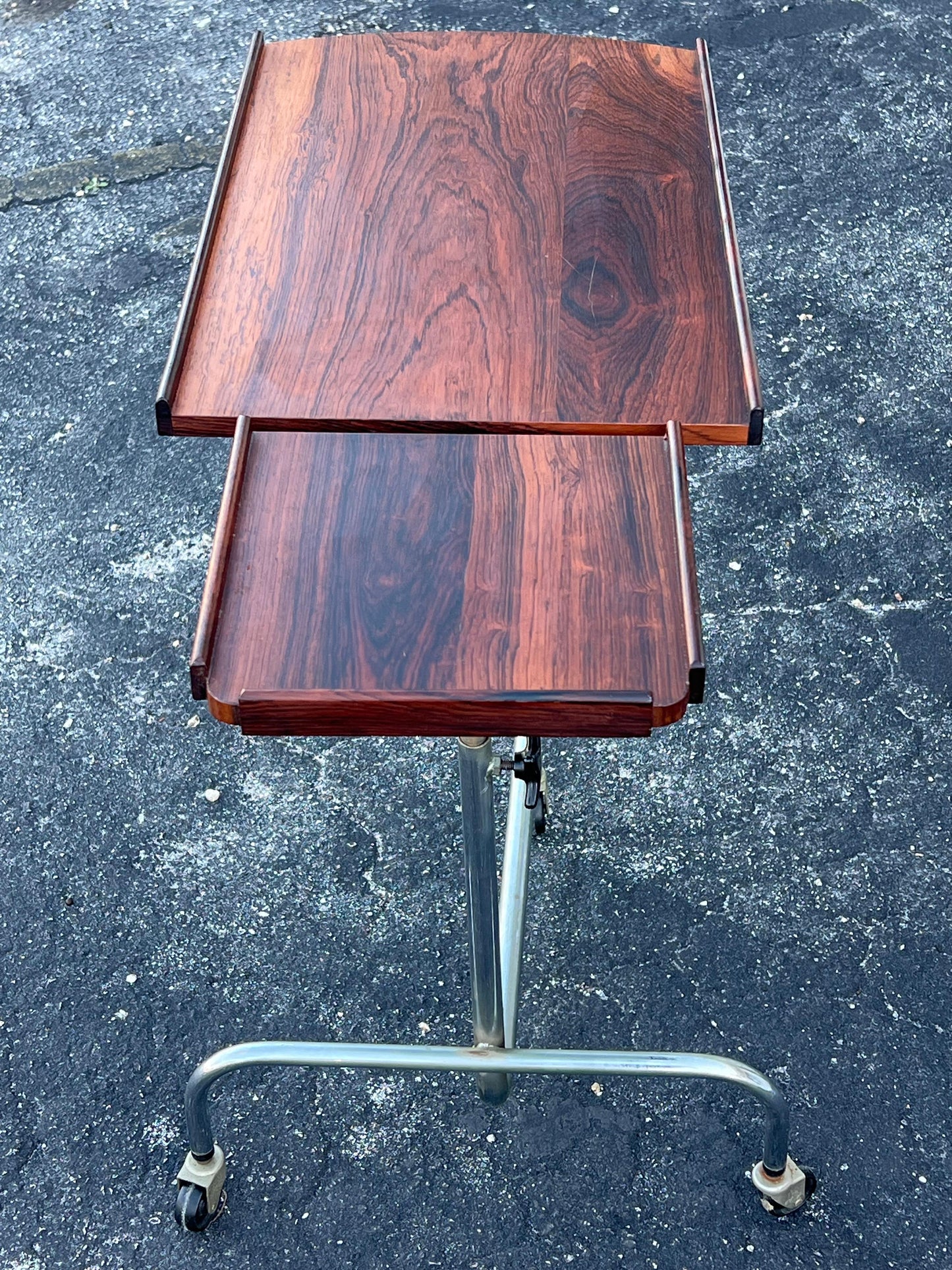 Frisman Vintage HMN Danish Modernist Table Stand Adjustable Height Rosewood Ca 1960's